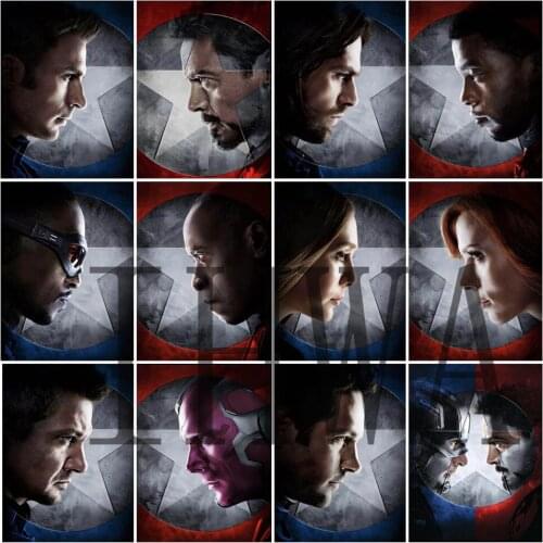 Marvel Superhero Captain America Diamond Painting Avengers Cross Stitch Full Square Round Diamond Embroidery Home Decor Gift