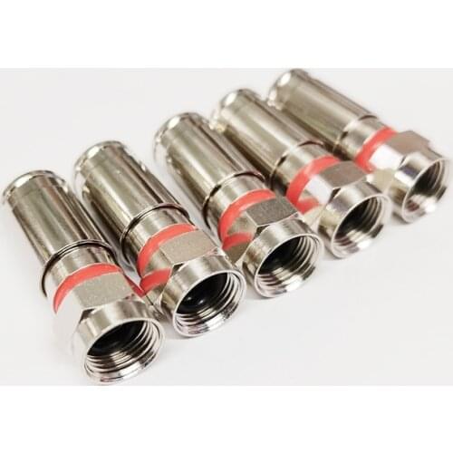 NCHTEK High Quality RG6 Weatherproof F Compression Connector RG-6 Compression Connector (Red Band)/Free Shipping/100PCS
