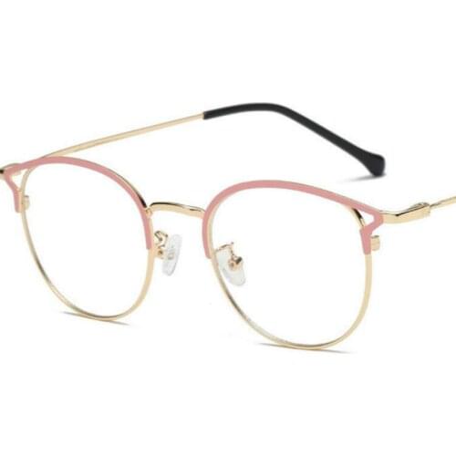 New Metal Anti-blue Ray Glasses Fashion Cat Eye Clear Lens Eyeglasses Men and Women Retro Myopia Optical Glasses Frame H5