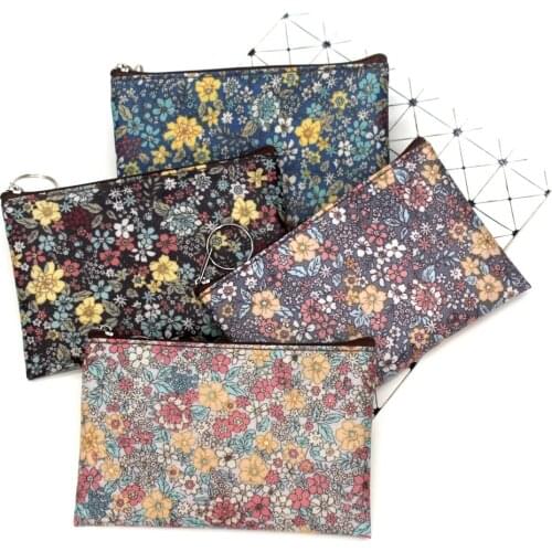 New Casual Vintage small floral coin purse waterproof cotton Fabric small square pouch card holder women mini wallets girl bags