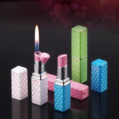 Creative Mini Lighter Butane Gas Refillable Lipstick Shape Cigarette Lighters For Women Nice Gift Funny Lighter