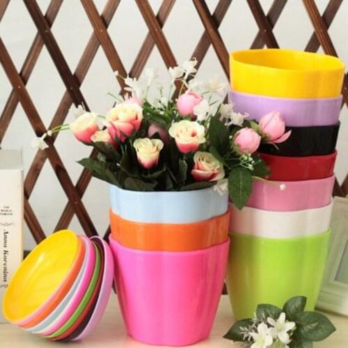 Plastic Imitation Ceramic Flower Plants Pots Thicken Succulents Nursery Garden Planter Home Office Decorative Crafts