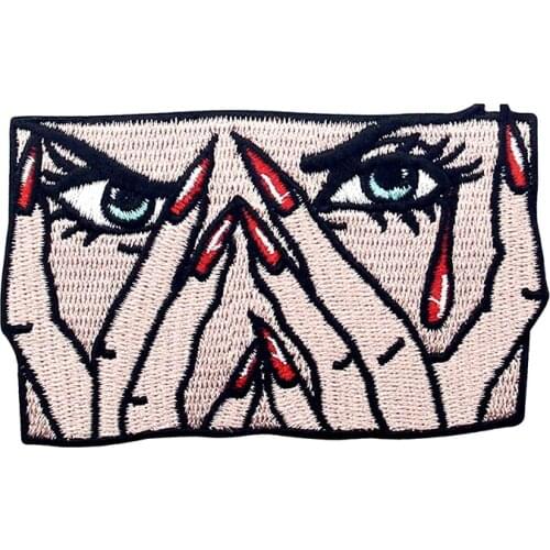 Full Embroidered Woman Crying Iron on Patches Appliques Twill Fabric for Jeans T-Shirts Bags Accessories DIY Custom Badges Craft