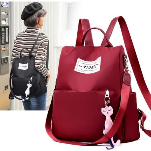 Oxford Nylon Backpack Female 2021 New Anti-theft Leisure Fashion Joker Travel Large Capacity Backpack Vertical Square