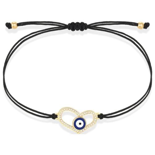 Cute AAA Cubic Zirconia Blue Evil Eye Peach Love Heart Charm Bracelet Women Pretty Nice Adjustable Red String Accessory Femme