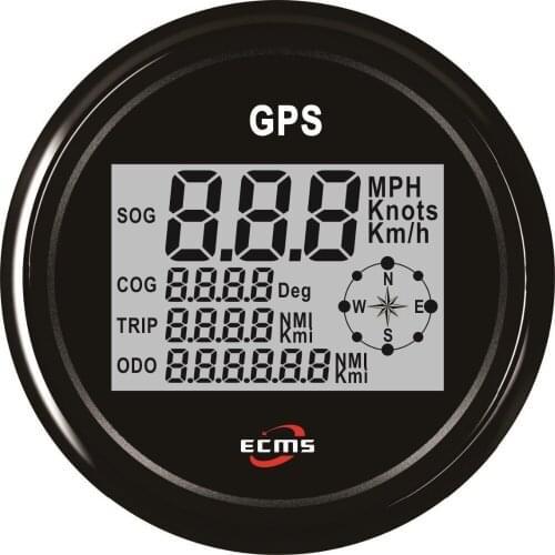 Marine Boat Car Truck GPS Speedometer Gauge 9-32V 0-999 85mm 316L Black Bezel Black Dial 900-00035