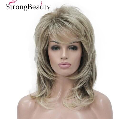 StrongBeauty Long Wavy Wigs Lady Blond Red Hair Synthetic Cosplay Wigs For Women