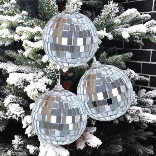 7 Sizes Silver Reflective Glass Rotating Mirror Ball Christmas Tree Hanging Ornament Wedding Birthday Party Bar Stage Decoration