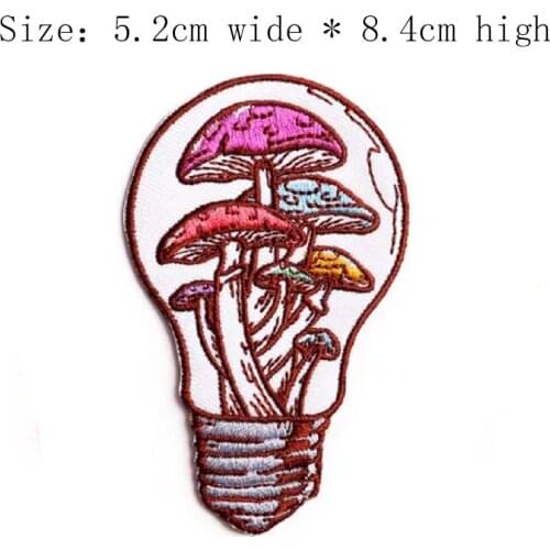 1pc Free Shipping Mushroom 8.4cm High Embroidery Patch Iron On Sew On/Sticker/For Clothing/The Light Bulb Shape/Strong Vitality