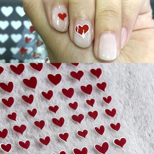 1pcs Red/white Love Heart New 3d Nail Sticker For Nail Foil Cute Simple Loving Heart Geometry Pattern Fashion Manicure Sticker