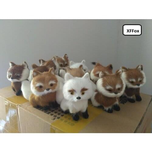 10 pieces a lot real life mix natural colour fox models plastic&furs cute fox dolls gift about 16x12cm xf1642