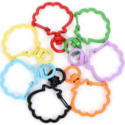 10Pcs Mixed Colors Scallop Shaped Lobster Lock Key Connector Clasps Keyrings Split Rings DIY keychain Jewelry Making Key Rings