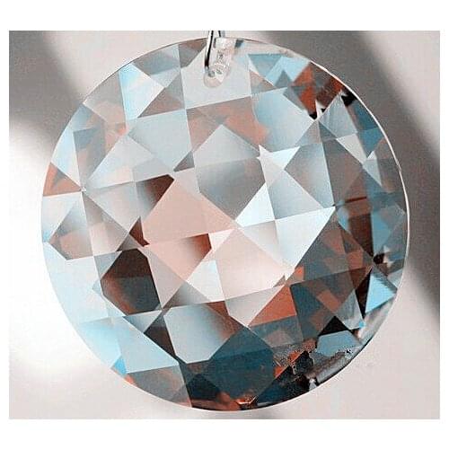 100Pcs MC Round Faceted Crystal Criss Cross Prism Sun Catcher 30mm Free Shipping