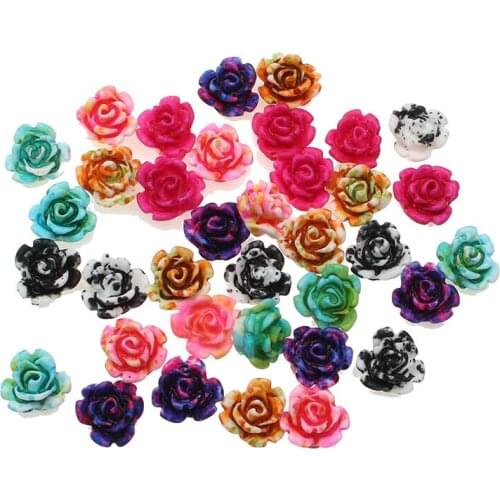 100Pcs Mixed Resin Flowers Crafts Decorations Flatback Cabochon Scrapbooking For Embellishment Nail Stickers DIY Accessories