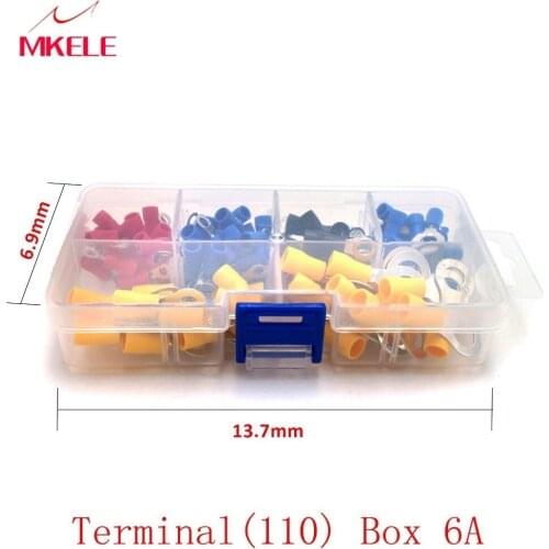 110pcs/box Multiple species Copper Crimp Terminal Connector Boxed Insulated Cord Ring End Terminal Set Using Crimping Pliers