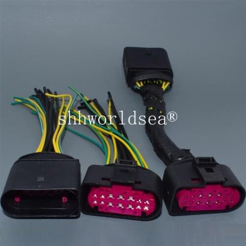 Shhworldsea 14 Pin WAY Car Xenon Headlight Lamp Plug Connector Socket Housing 1J0973737 1J0 973 737 For Audi VW Golf MK6 Skoda