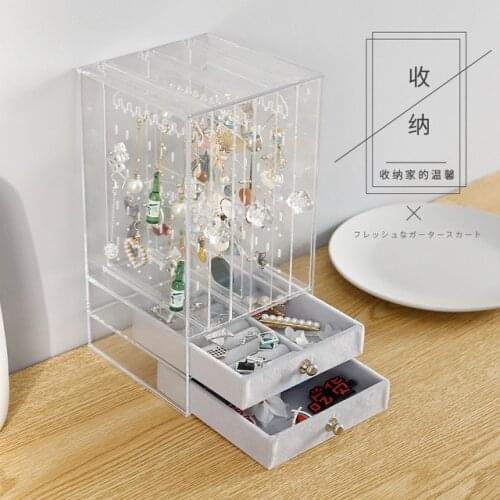 2020 Jewelry Necklace Box Acrylic Earring Jewelry Dust Hanger Japanese Style Transparent Earring Storage Box Jewelry Box