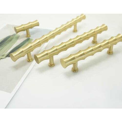 3'' 4'' 5'' Furniture Handles for cabinet Drawer Wrdrobe Gold Brass Bamboo Knobs for Kitchen Cupboard Closet Door Pulls Handles