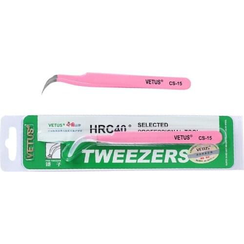 5pcs/lot VETUS Pink Series Eyelash Tweezers Stainless Steel Professional For Lashes Extension Anti-static