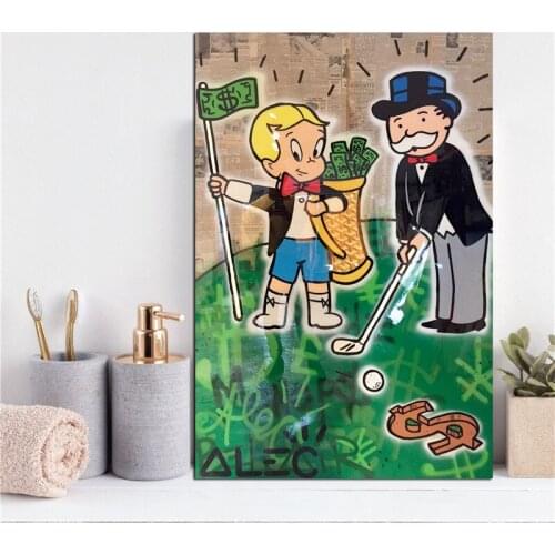 Alec Monopolyingly Riche Golf Wall Art Poster And Print Dollar Canvas Painting Decorative Picture For Office Bedroom Decoration