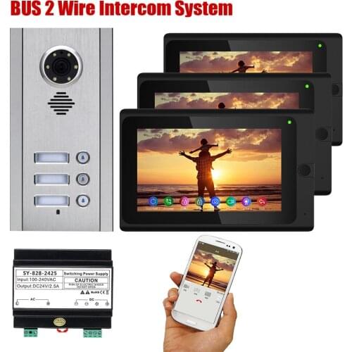 Wireless Wifi Video Intercom System Set 7" Color Screen Handsfree Door Phone IOS Android APP View Unlock Night Vision Doorbell