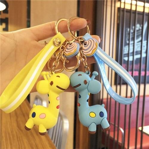 Girl Cartoon Cute Keychain Giraffe Web Celebrity Schoolbag Doll Bag Pendant Key Chain Trend Keyring