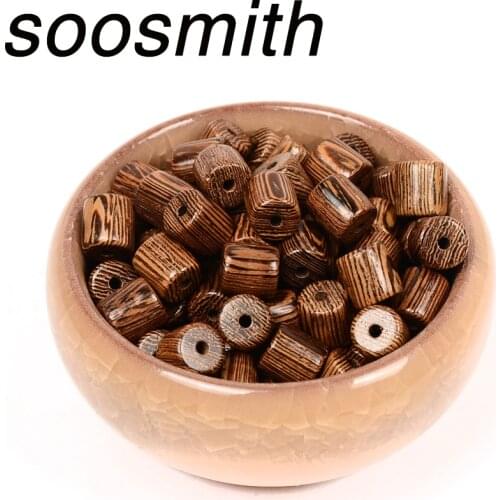 Cylinder Wooden Beads 8MM Wenge Wood Beads For Jewelry Making Diy Spacer Loose Bead Decoration Craft Bracelet Necklace soosmith