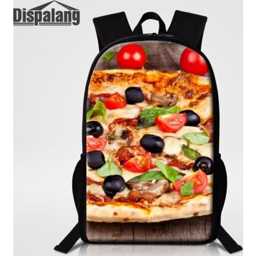 Dispalang Delicious Food Pizza Printing Kids Book Bag Lightweight Bagpack for Elementary Students 16 inch Children School Bags