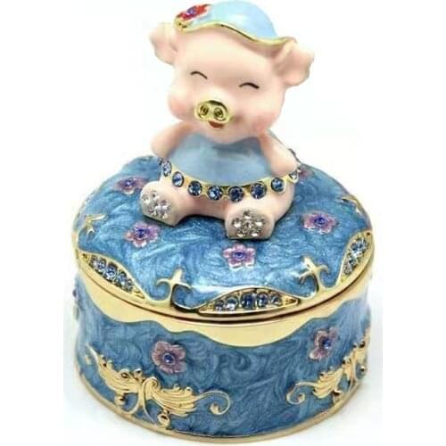 Valentines Day Christmas Enamel Romantic Pig Jewelry Storage Box And Ornaments Box