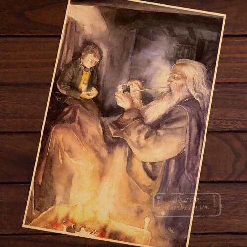 Frodo and Gandalf Lord of Ring Middle Earth Retro Decorative Poster DIY Wall Canvas Sticker Home Bar Posters Home Decor Gift
