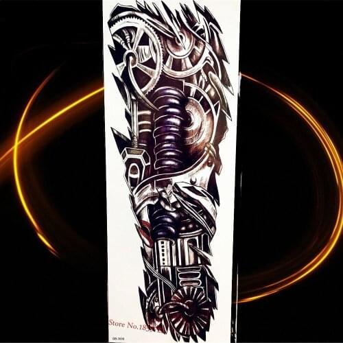 HOT 46*17CM 25 Style Full Large Flower Robot Machine Arm Temporary Tattoo Sleeve MEn Women Big Water Transfer Tattoo Stickers