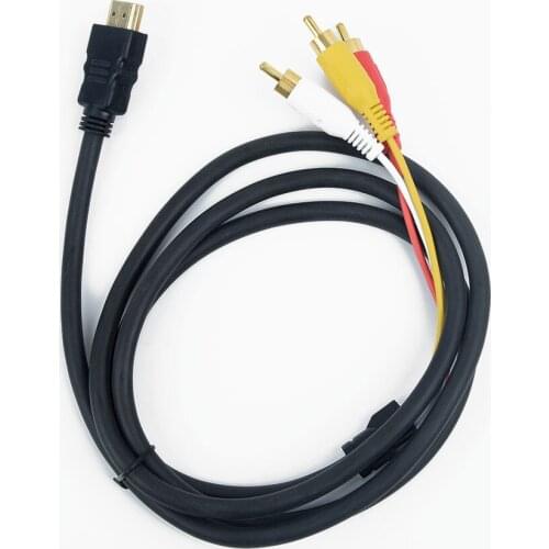 HDMI Male to 3 RCA AV Audio Video 5FT Cable Cord Adapter for TV HDTV DVD 1080p HDMI AV to 3RCA adapter cable signal transfer 1.5