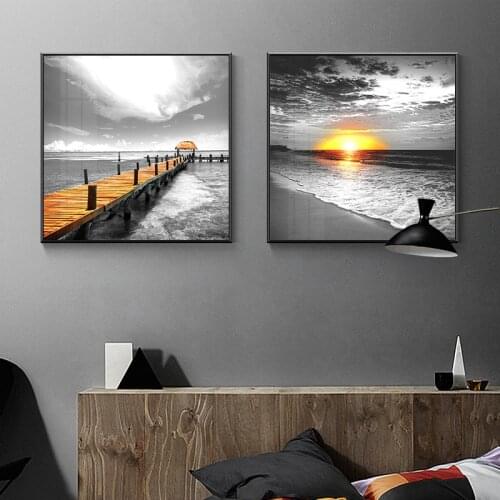Modern Landscape Pringting Canvas Painting Sea View Beach Art Picture for Living Room Dormitory Background Wall Art Decor Poster