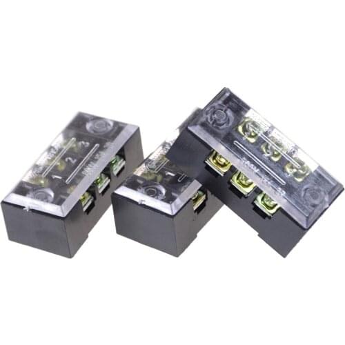 3Pcs/lot Dual Row 3 Position Screw Terminal Block Strip 600V 15A w Cover TB-1503 New Barrier Terminal Block