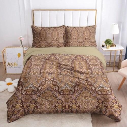 3D Bedding Sets Brown Duvet Covers Quilt Cover Set Comforter Case Pillow Sham Bed Linens King Queen Full Single Paisley Design
