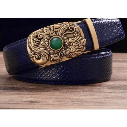 Leather Belt for Men Fashion Men Belt-Leather Ratchet Belt for Men Automatic Buckle Belt Width:35mm Automatic Buckle belt