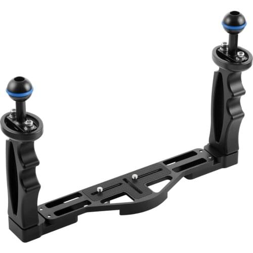 Dual Handle Aluminium Alloy Tray Stabilizer Rig For Underwater Camera Housing Case Diving Tray Mount For GoPro DSLR Smartphones