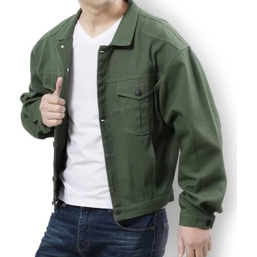 Mcikkny Men Cargo Loose Denim Jackets Coats Multi Pockets Mototrcycle Outwear Tops For Male Plus Size L-7XL