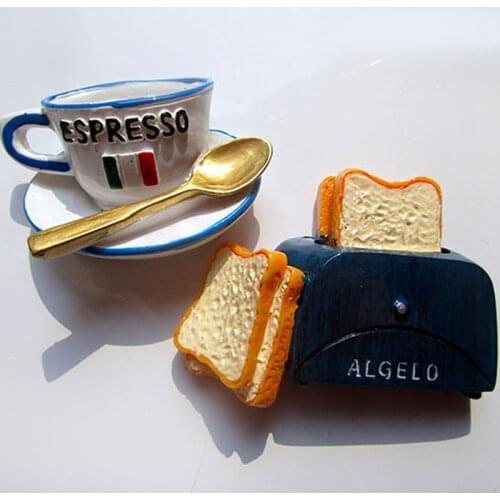 Bread Machine Milk Hot Coffee Resin Food Refrigerator Magnetic Paste Home Decor Fridge Magnets Sticker Travel Souvenir Accessory