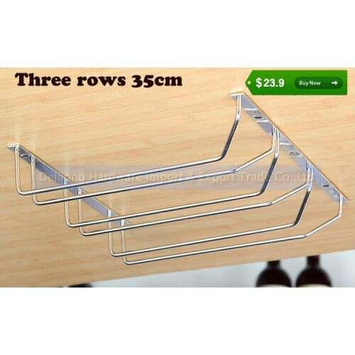 Multi-file three Rows Stainless Steel 304 Red Wine Glass Holder Hanging Cup Holder legnth 35cm