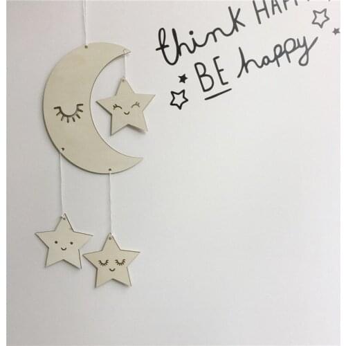 Nordic style wall hanging ornament moon and pendant childrens room decoration cloud shape wooden beads tassel