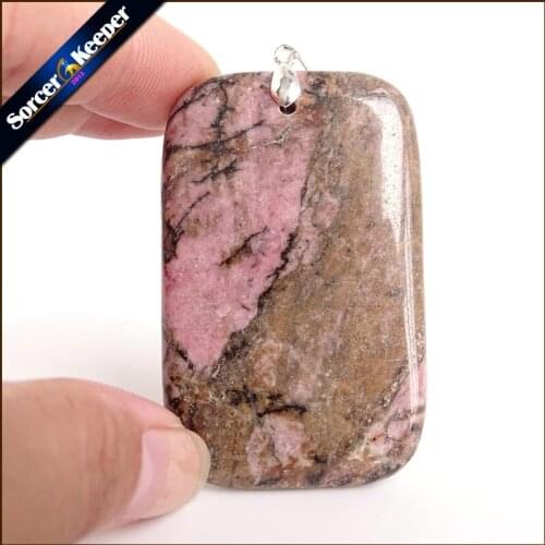 Natural Stone Real Rhodonite Stone Bijoux Vintage Diy Beads Pendant Costume Jewellery Charm Necklace with Gift Box US283
