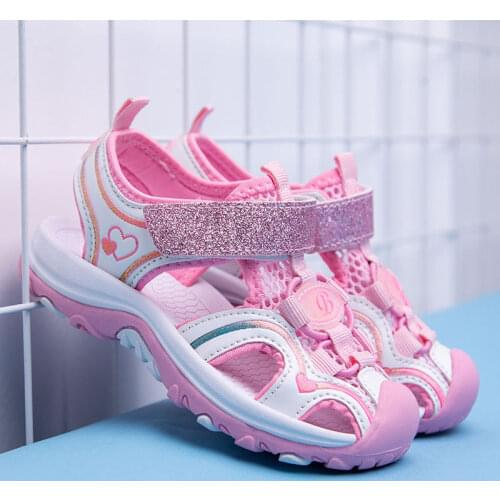 New Fashion Sandals For Girls Summer Childrens Princess Cute Sandals Closed-toe Sports Kids Beach Shoes Baby Soft