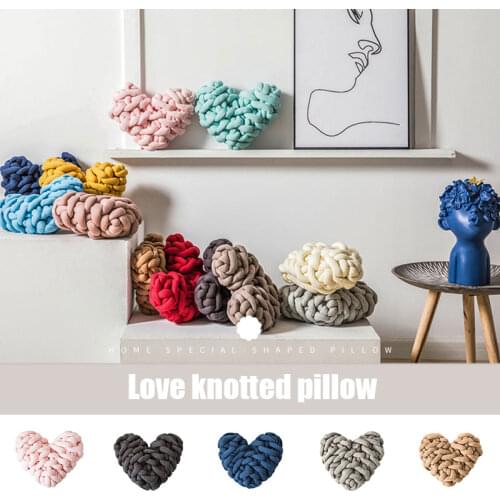 New Handmade Weave Knot Cushion Heart Shaped Macaron Color Cushion Decor Home SCI88