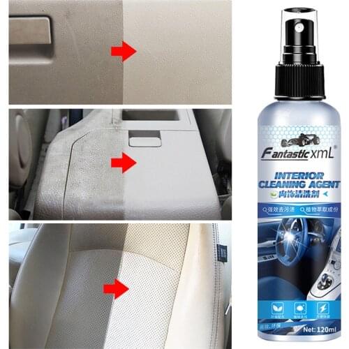 1 Bottle 120ml Automobile Leather Car Interior Cleaner Leather Sofa Plastico Car Seat Instrument Panels Sofas Coats Car Cleaner