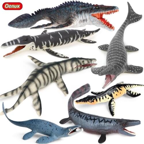 Oenux Original Prehistoric Savage Animals Mosasaurus Kronosaurus Action Figures Sealife Model PVC Collection Toys Gift For Kids