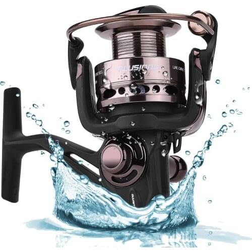 Plusino Freshwater Saltwater with5.2:1 Gear Ratio Metal Body Left/right Interchangeable Collapsible Handle Spinning Fishing Reel
