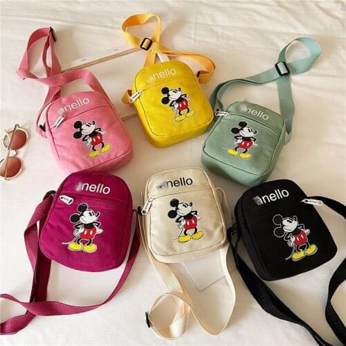 Disney cartoon Minnie Mickey children boys and girls canvas casual womens shoulder bag diagonal bag student school bag