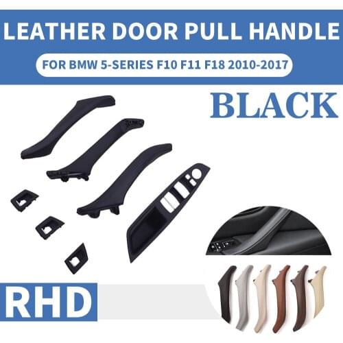 Luxury Leather Right Hand Drive RHD For BMW 5 series F10 F11 520 525 Black Car Interior Door Handle Inner Panel Pull Trim Cover