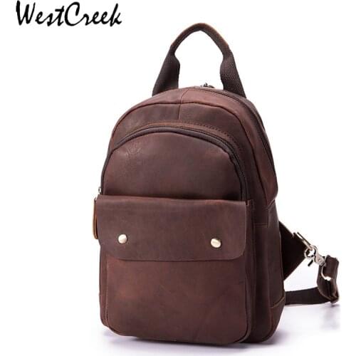 WESTCREEK Brand Anti Theft Genuine Leather Backpack Retro Backpacks Purse Women Small Backpack